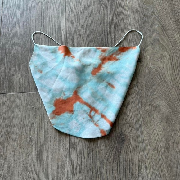White Fox Boutique Tops - White Fox Tie Dye Satin Cowl Neck Camisole Top Y2K S